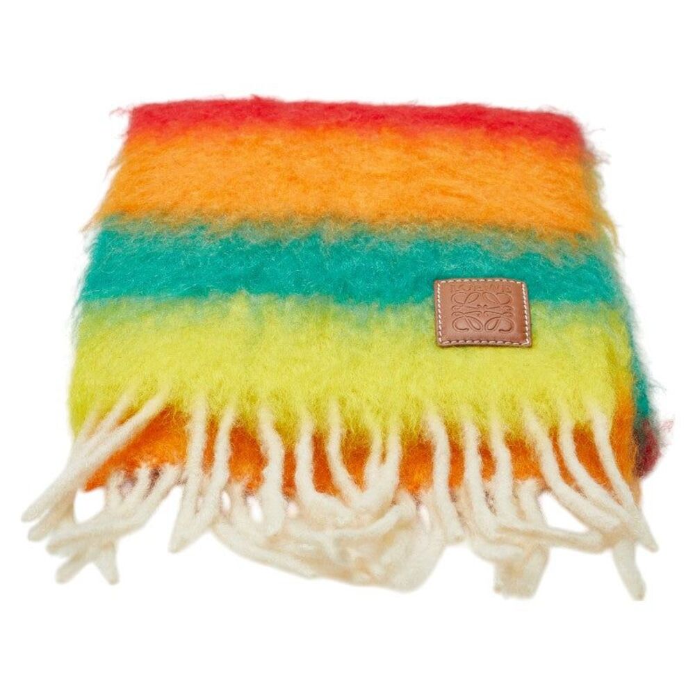 Pre Loved loewe Striped Mohair Blend Fringed Scarf Women multicolor | multicolor - Picture 2 of 5